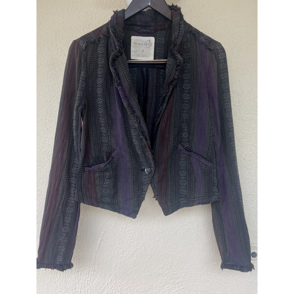 VTG We The Free Free People Blazer Jacket S Striped Boho Festival Indie Hippie
